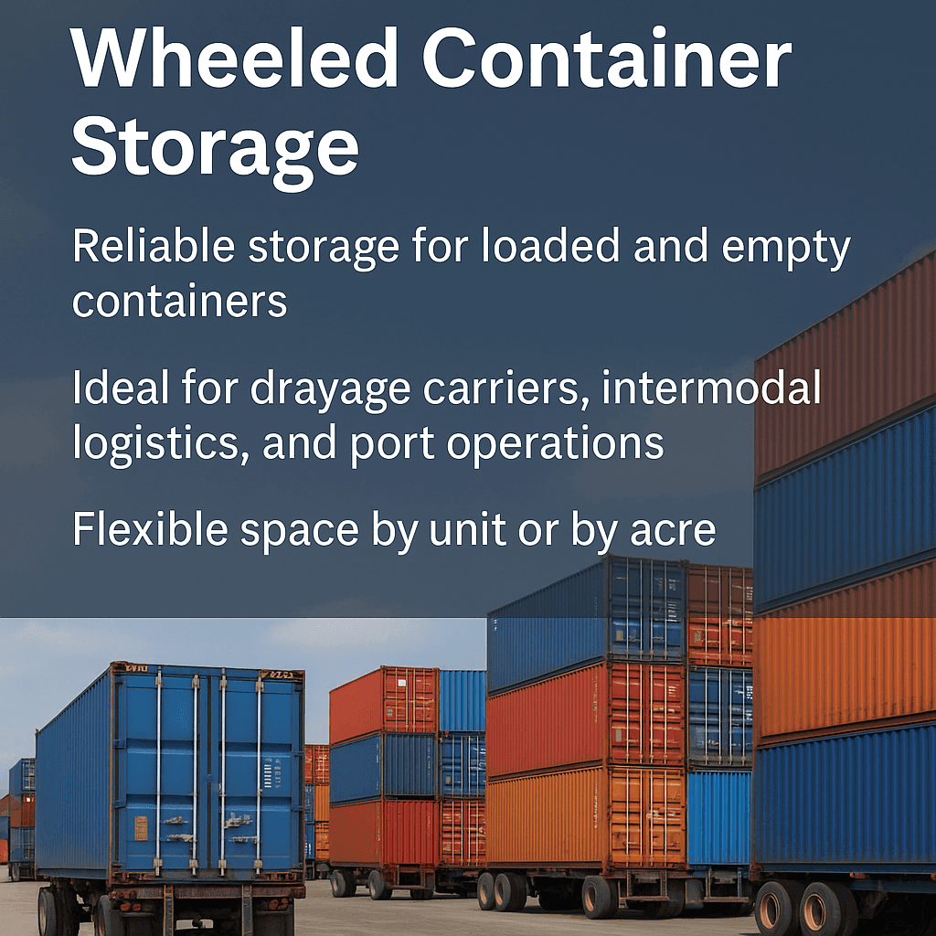wheeled container storage, intermodal storage yards, container drop yards